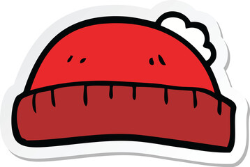 sticker of a cartoon woolly hat