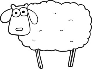 black and white cartoon sheep