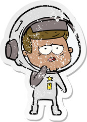 Obraz premium distressed sticker of a cartoon tired astronaut