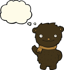 cartoon cute black bear with thought bubble