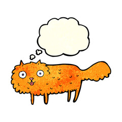 cartoon furry cat with thought bubble