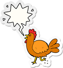 cartoon rooster and speech bubble sticker