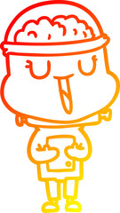 warm gradient line drawing happy cartoon robot