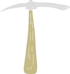 flat color illustration of a cartoon pick axe