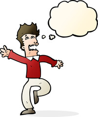 cartoon man panicking with thought bubble