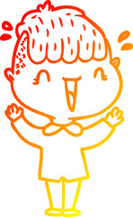 warm gradient line drawing cartoon happy boy surprised