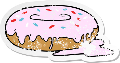 distressed sticker of a cartoon donut