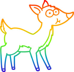 rainbow gradient line drawing cartoon deer