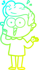 cold gradient line drawing cartoon staring man