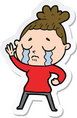 Obraz premium sticker of a cartoon crying woman