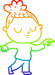 rainbow gradient line drawing cartoon calm woman