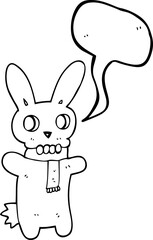speech bubble cartoon spooky skull rabbit