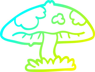 cold gradient line drawing cartoon mushroom