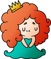 gradient cartoon of a cute kawaii princess girl