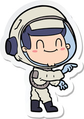 Obraz premium sticker of a happy cartoon astronaut man