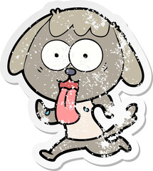 distressed sticker of a cute cartoon dog