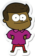sticker of a cartoon happy man