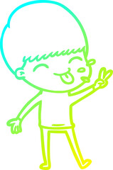 cold gradient line drawing cartoon boy