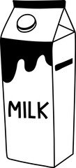 Doodle Fresh Milk Cream Box Line Illustration