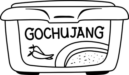 Doodle Gochujang Korean Seasoning Bottle Line Illustration