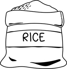 Doodle Rice Bag Line Illustration