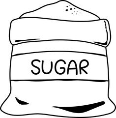 Doodle Sugar bag Food Container Line Illustration