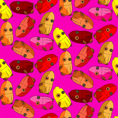 Vector seamless illustration cute and fantastic monster pattern