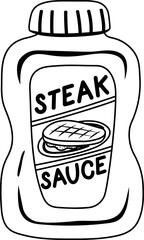 Doodle Steak Gravy Brown Sauce Seasoning Bottle Line Illustration