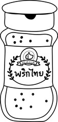 Doodle Thai White Pepper Grinded Seasoning Bottle Line Illustration