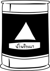 Doodle Thai Chilli Paste Seasoning Bottle Line Illustration