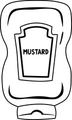 Doodle Yellow Mustard Seasoning Bottle Line Illustration