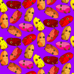 Vector seamless illustration cute and fantastic monster pattern