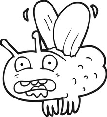 black and white cartoon fly