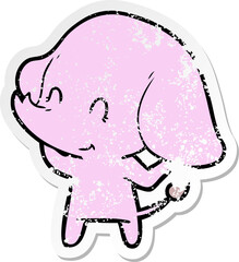 distressed sticker of a cute cartoon elephant