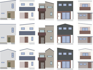 家　一戸建て　住宅　イラスト　セット