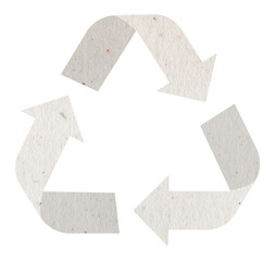 White cardboard recycling symbol shape. Concept of ecology and paper recycling. Ecologic. Sign...