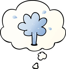 cartoon squirting water and thought bubble in smooth gradient style