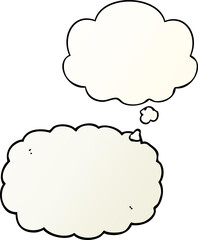 cartoon cloud and thought bubble in smooth gradient style