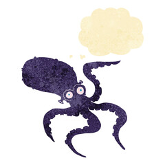 cartoon octopus with thought bubble