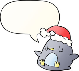 cute cartoon penguin and speech bubble in smooth gradient style