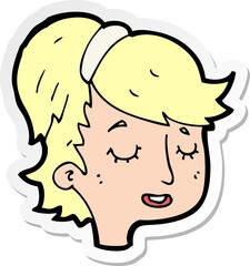 sticker of a cartoon pretty female face