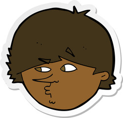 sticker of a cartoon suspicious man