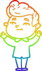 rainbow gradient line drawing happy cartoon man