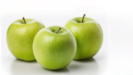 Perfect Fresh Green Apples Isolated on White Background , Created using generative AI tools.