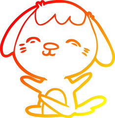 warm gradient line drawing happy cartoon sitting dog