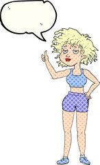 comic book speech bubble cartoon tired gym woman