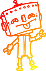 warm gradient line drawing cartoon robot