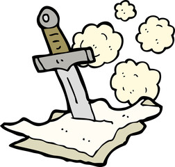 cartoon dagger in papers