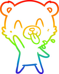 rainbow gradient line drawing rude cartoon bear