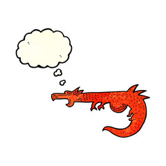 cartoon medieval dragon with thought bubble